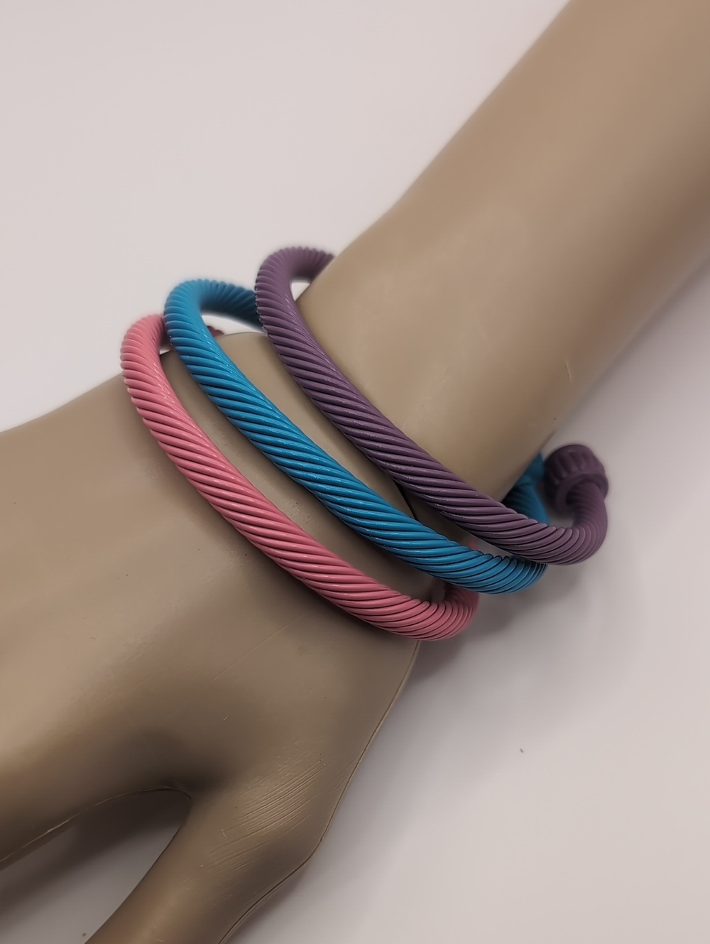 Plunder Colorful Twisted Cable Cuff Bracelets Pink, Purple, Turquoise